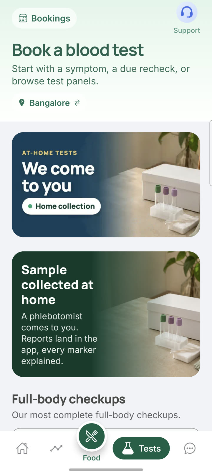 Blood tests collected at home