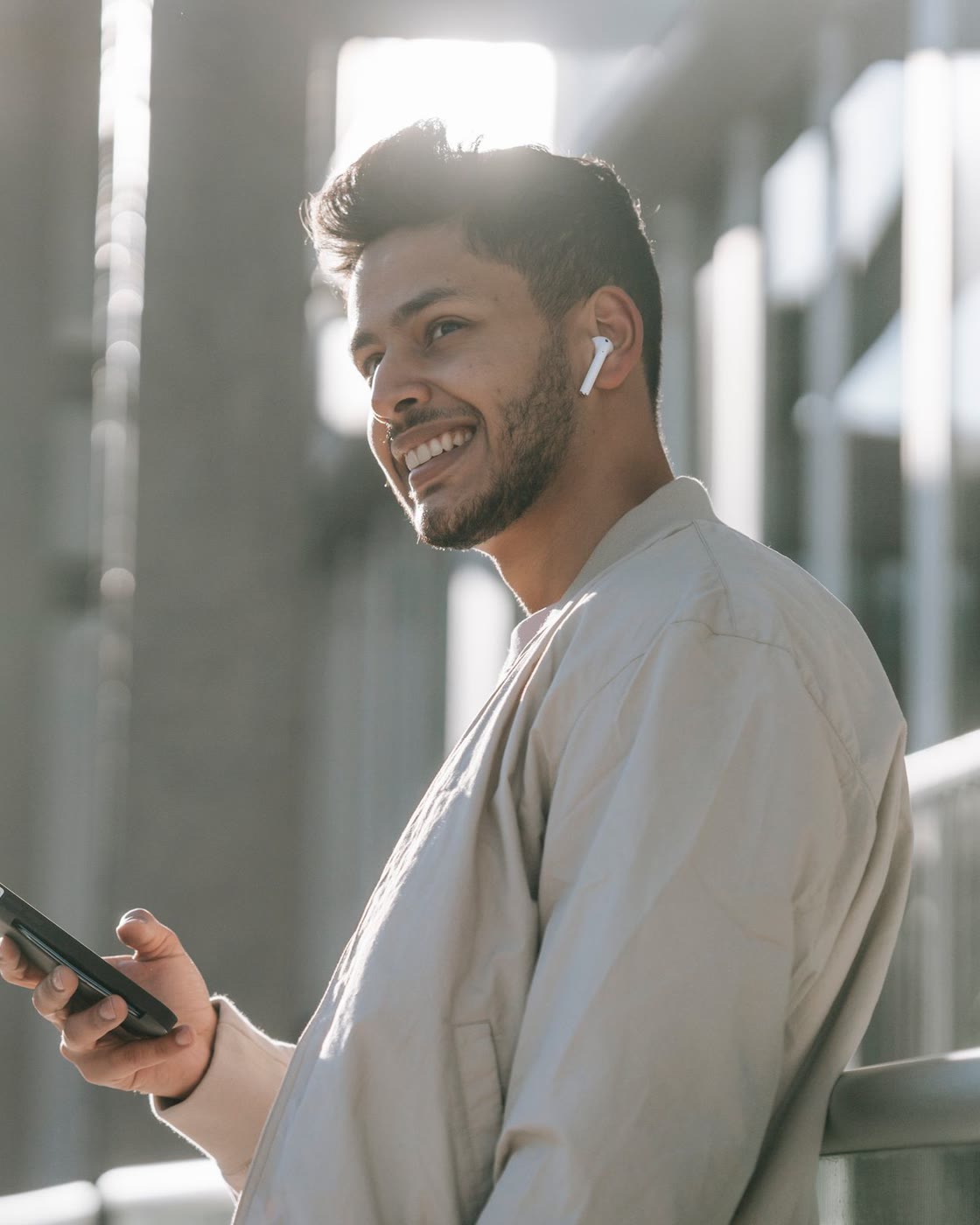 A man reading his health answers on his phone